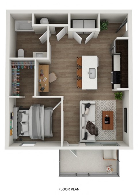 Floor plan for 1 bed, 1 bath, 759 sqft